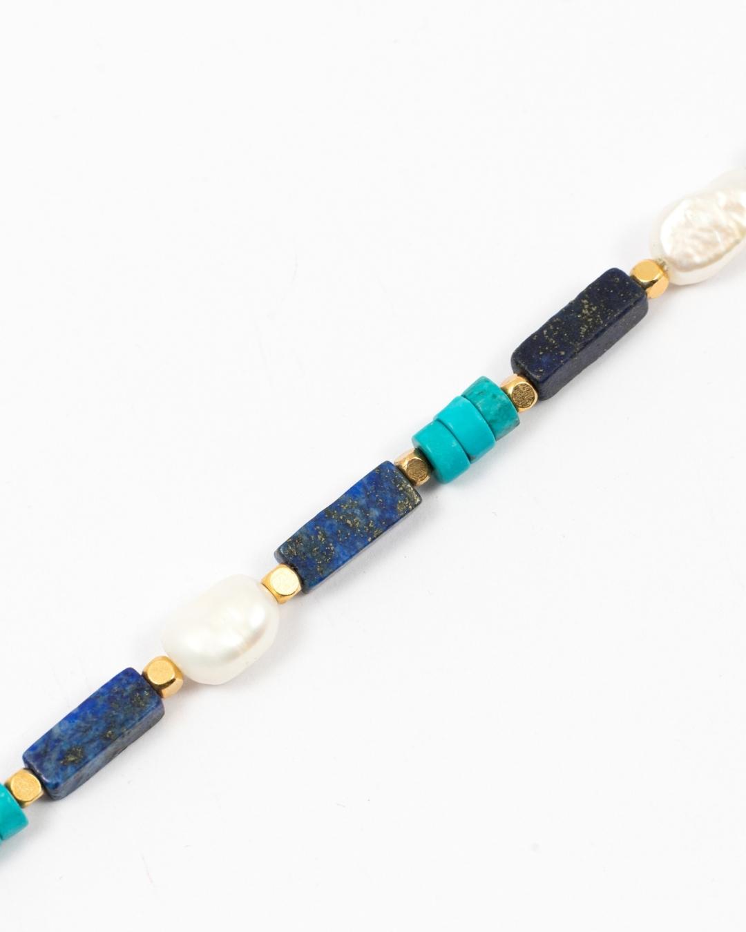 Lapis Lazuli and Turquoise Necklace with Pearls