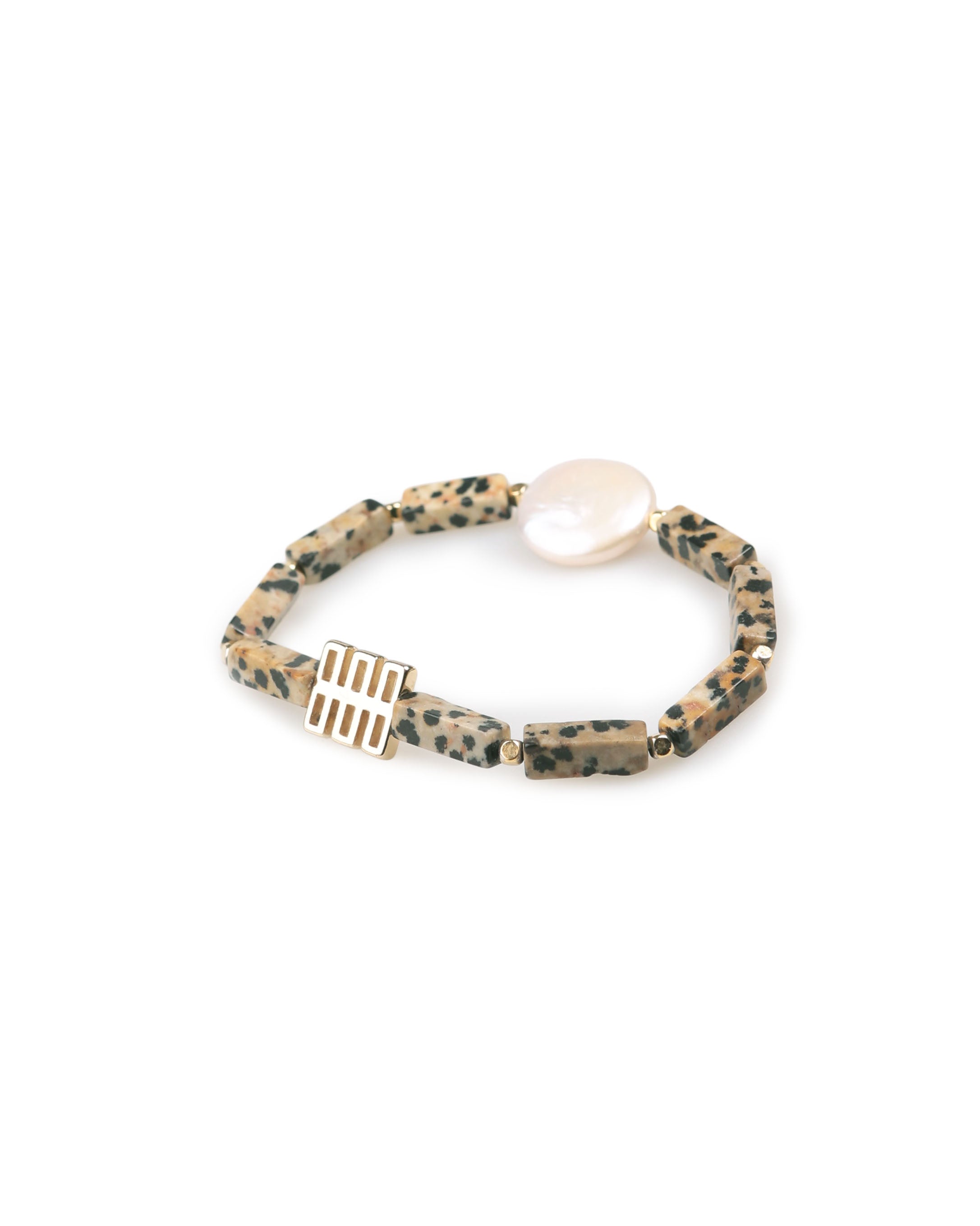 Dalmatian Jasper Bracelet with Baroque Pearl