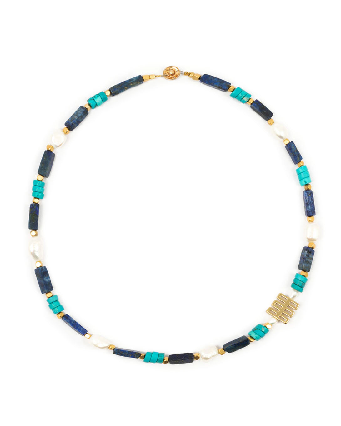 Lapis Lazuli and Turquoise Necklace with Pearls