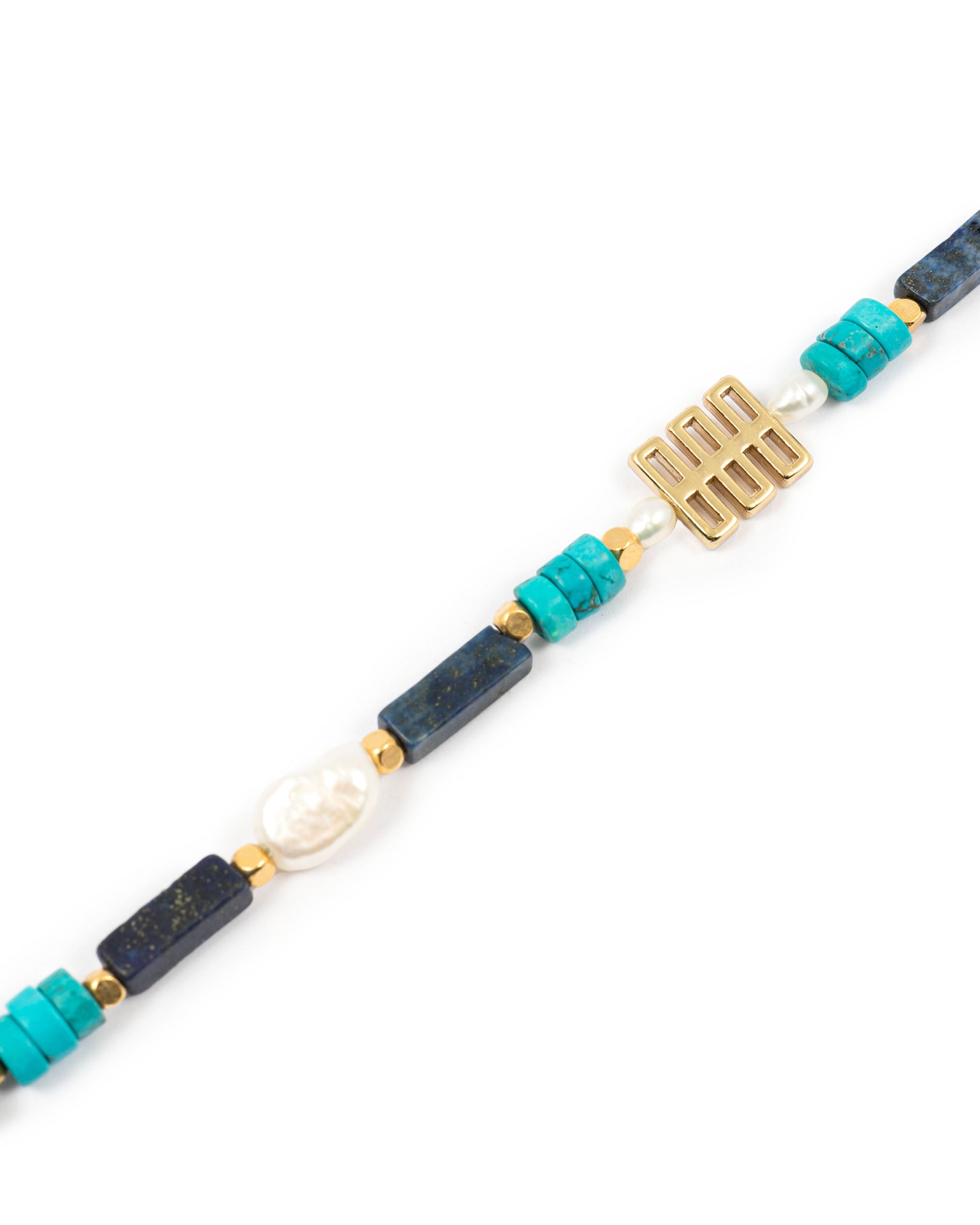 Lapis Lazuli and Turquoise Necklace with Pearls