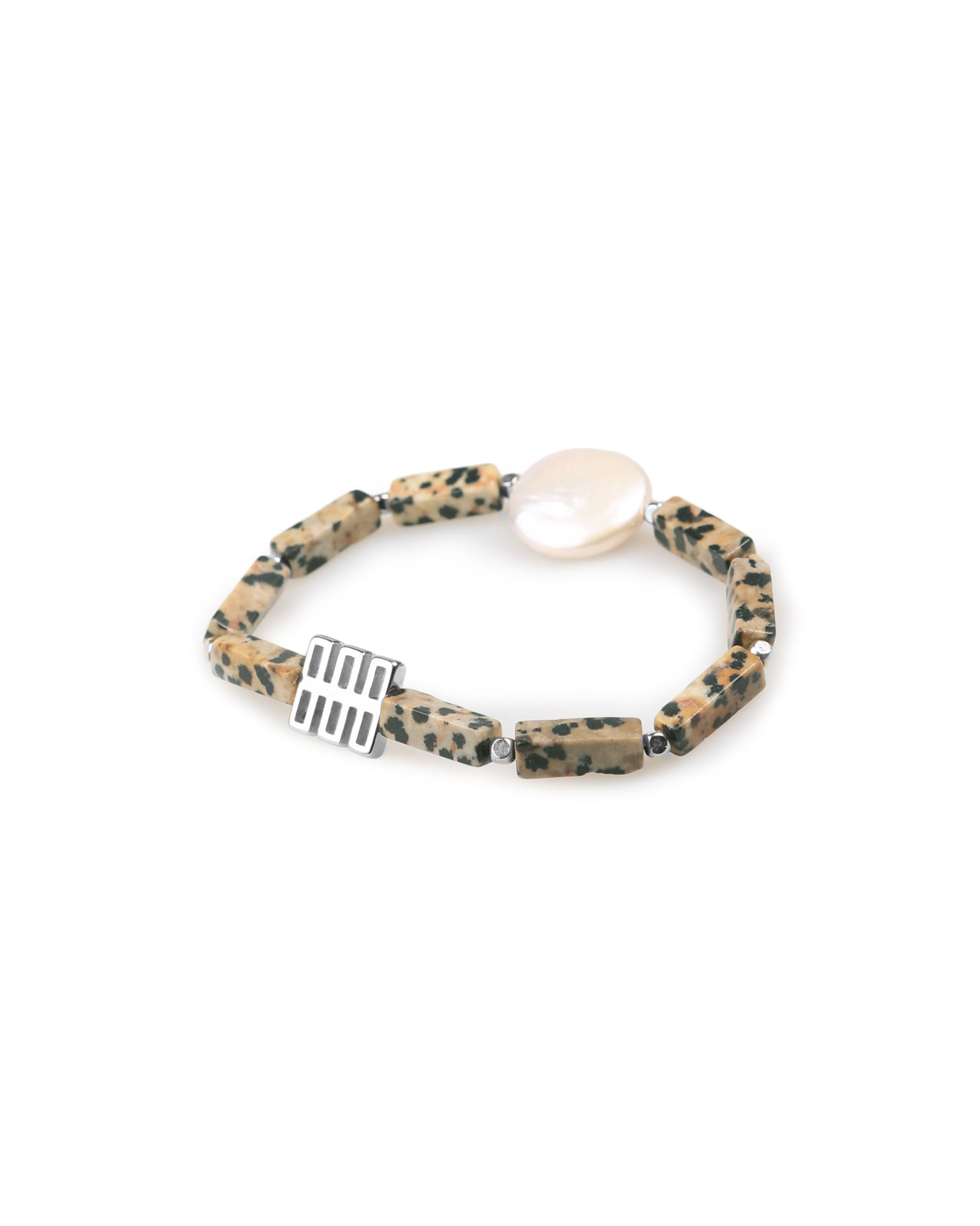 Dalmatian Jasper Bracelet with Baroque Pearl