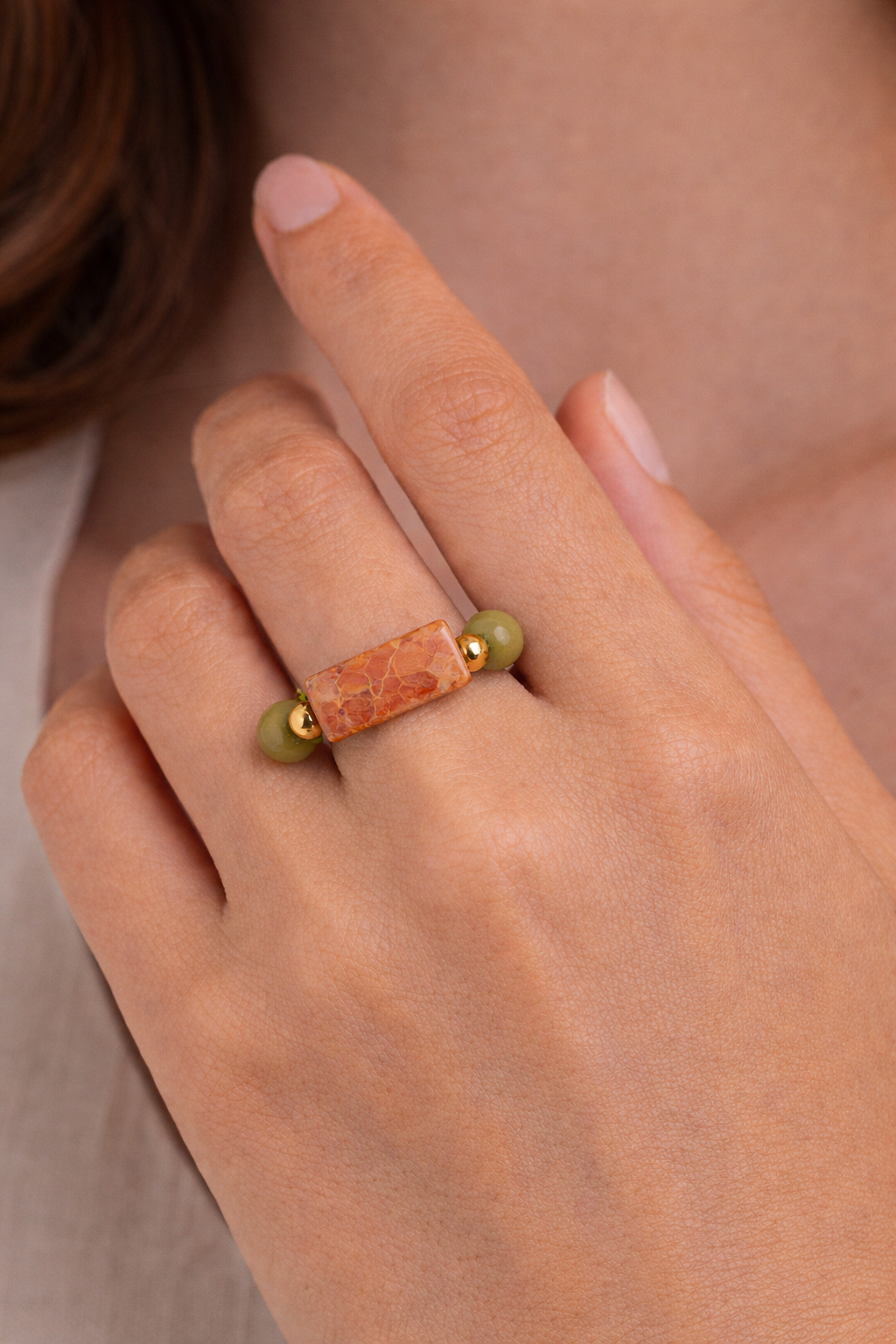 Jade Ring with Unakite