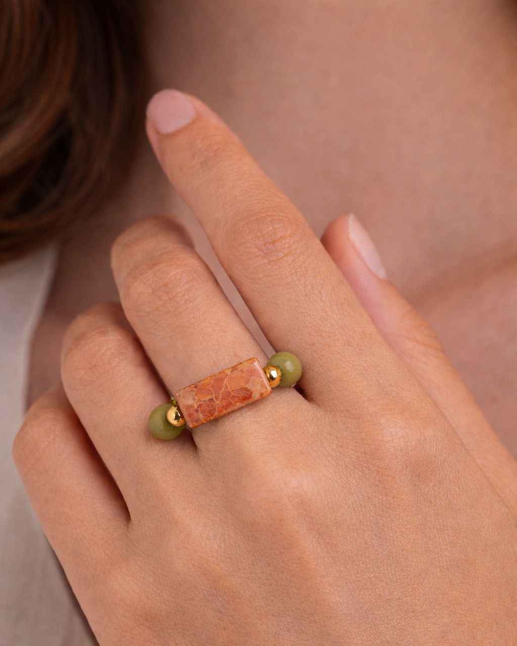 Jade Ring with Orange