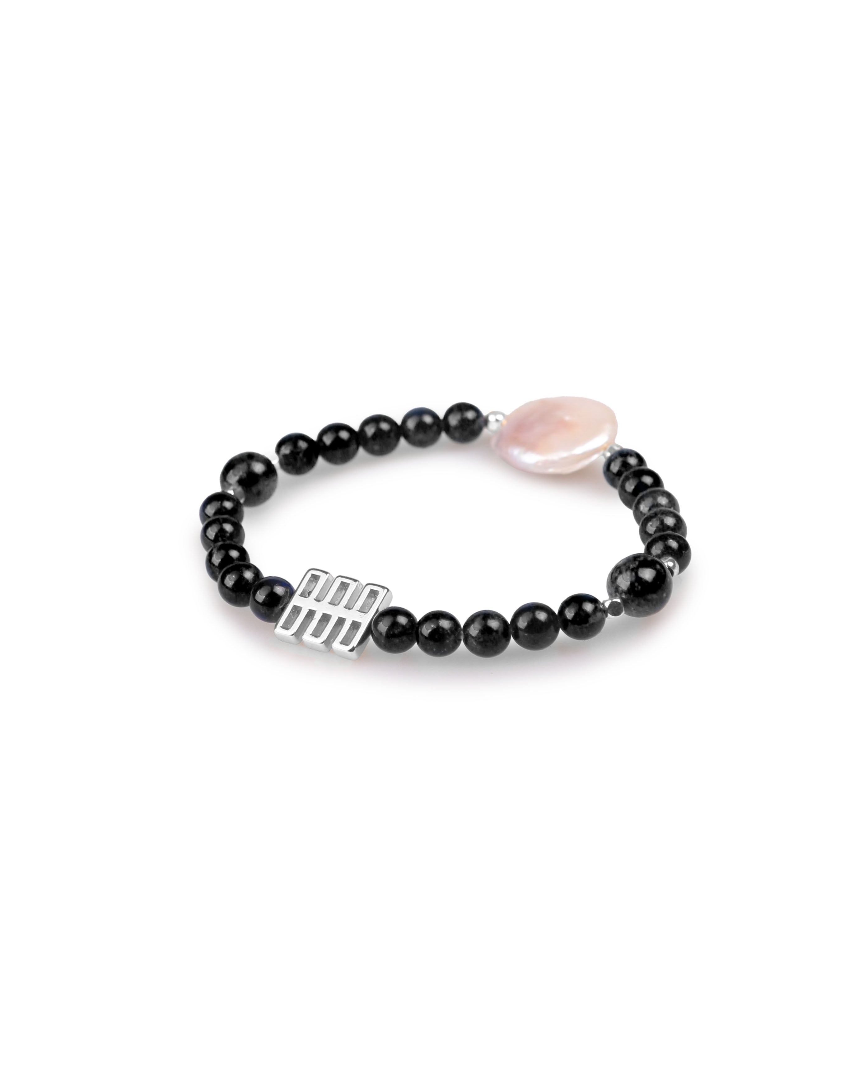 Obsidian Bracelet with Baroque Pearl