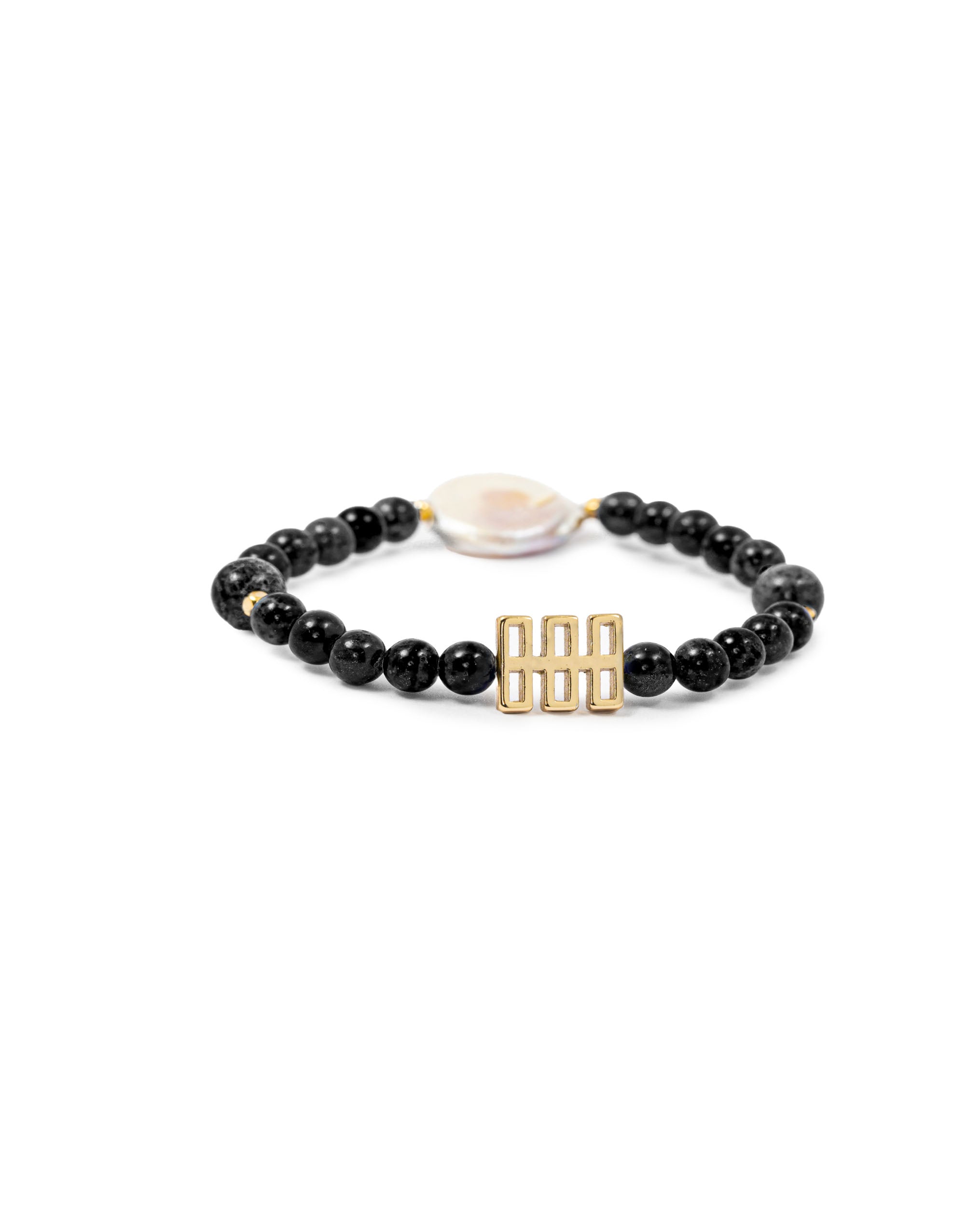 Obsidian Bracelet with Baroque Pearl