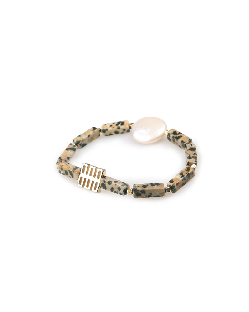 Dalmatian Jasper Bracelet with Baroque Pearl
