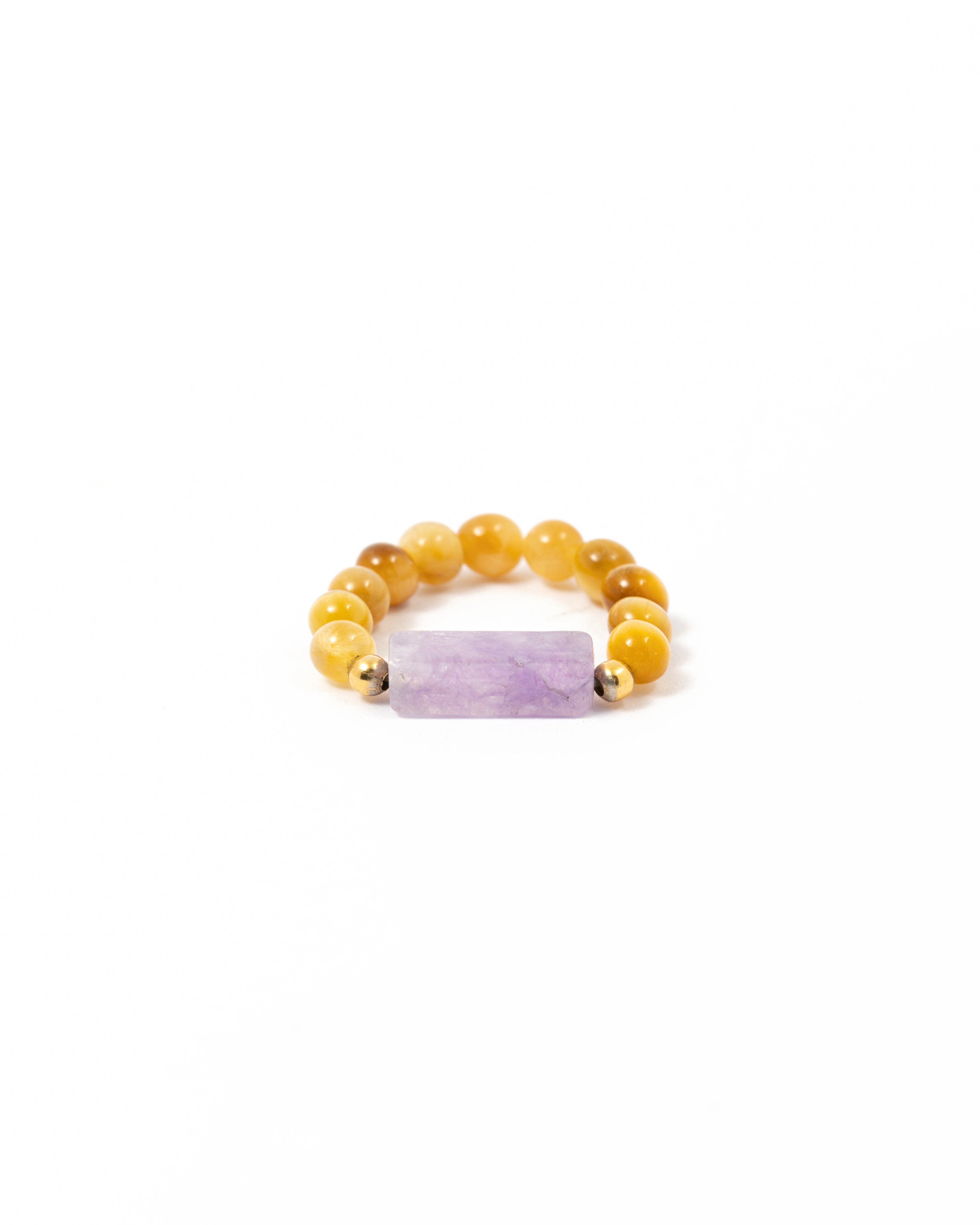 Yellow Tiger Eye Ring with Amethyst
