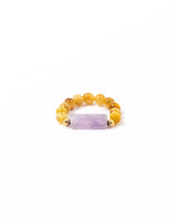 Yellow Tiger Eye Ring with Amethyst