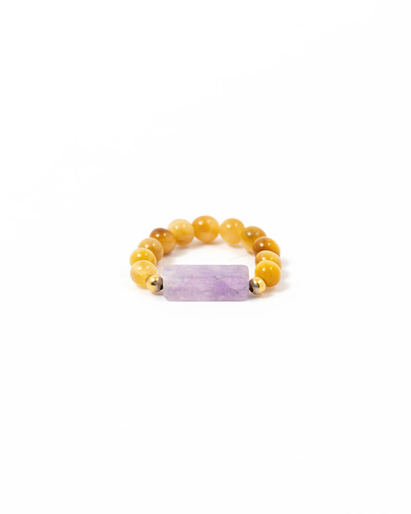Yellow Tiger Eye Ring with Amethyst