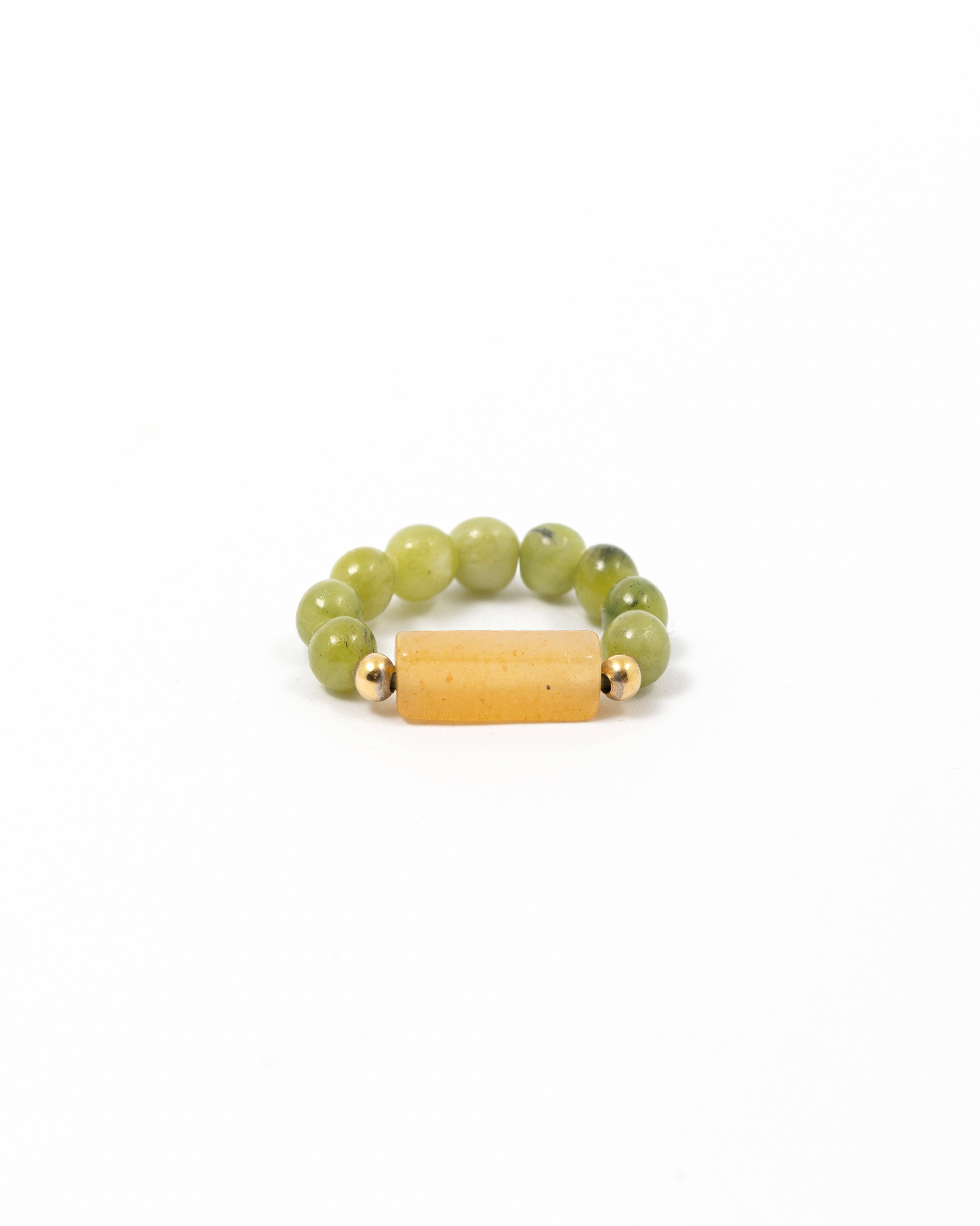 Jade Ring with Yellow Quartz
