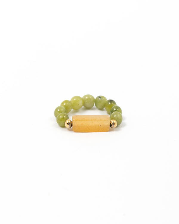 Jade Ring with Yellow Quartz