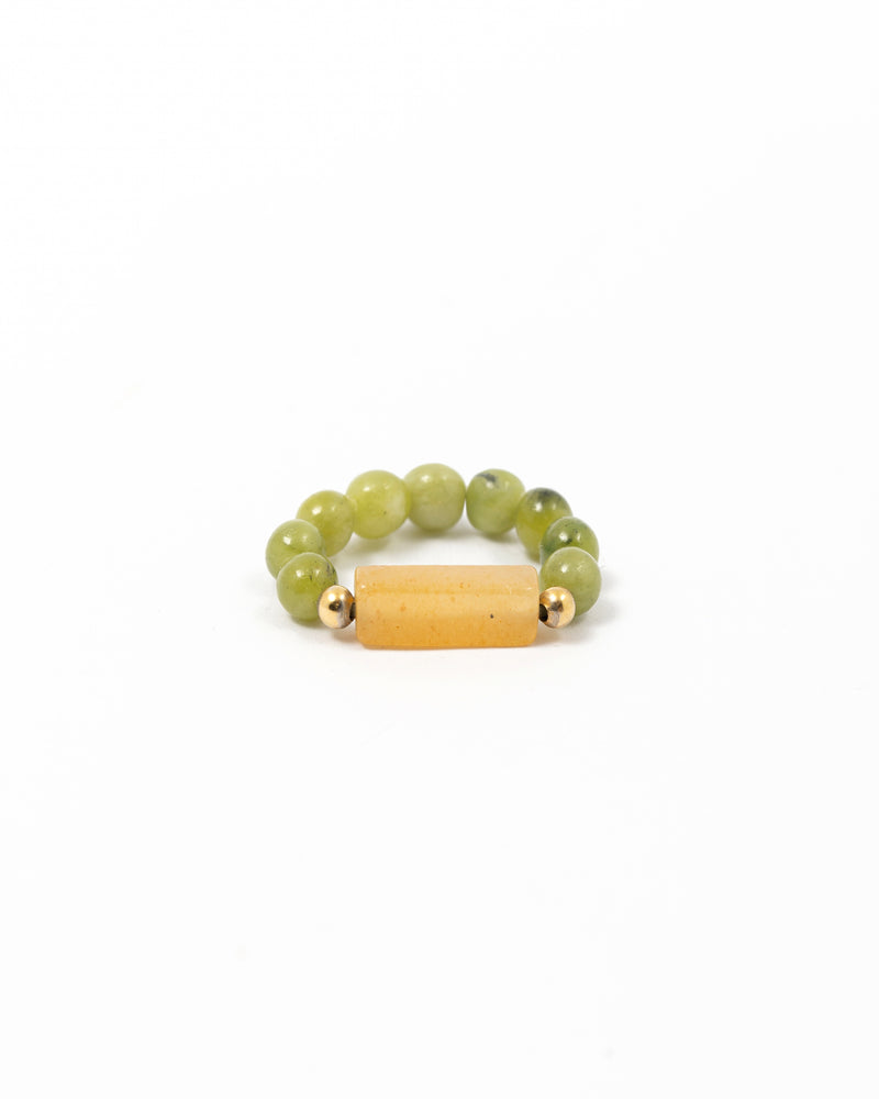 Jade Ring with Yellow Quartz