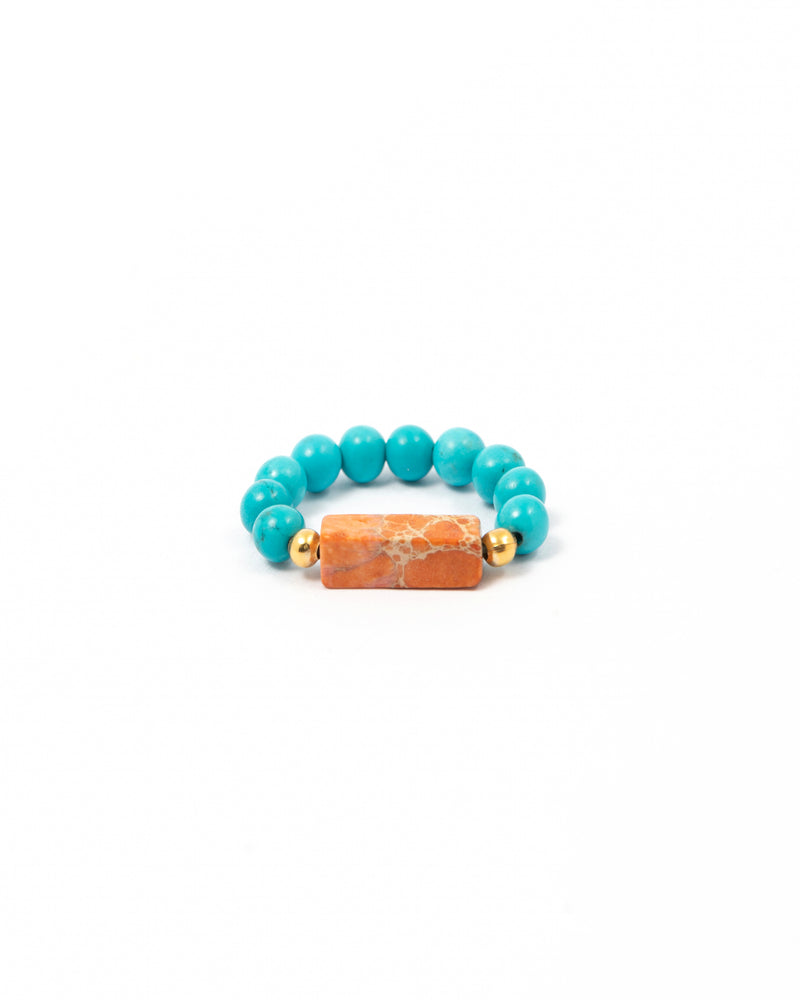 Turquoise Ring with Orange