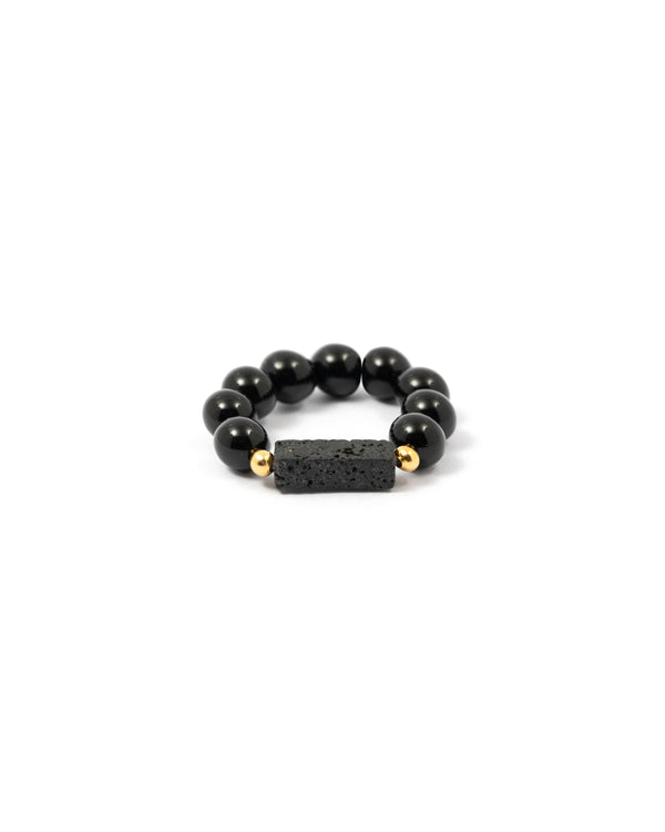 Onyx Ring with Lava Stone