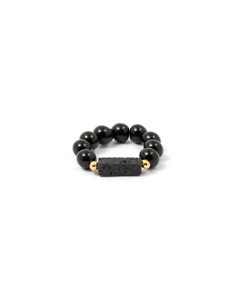 Onyx Ring with Lava Stone