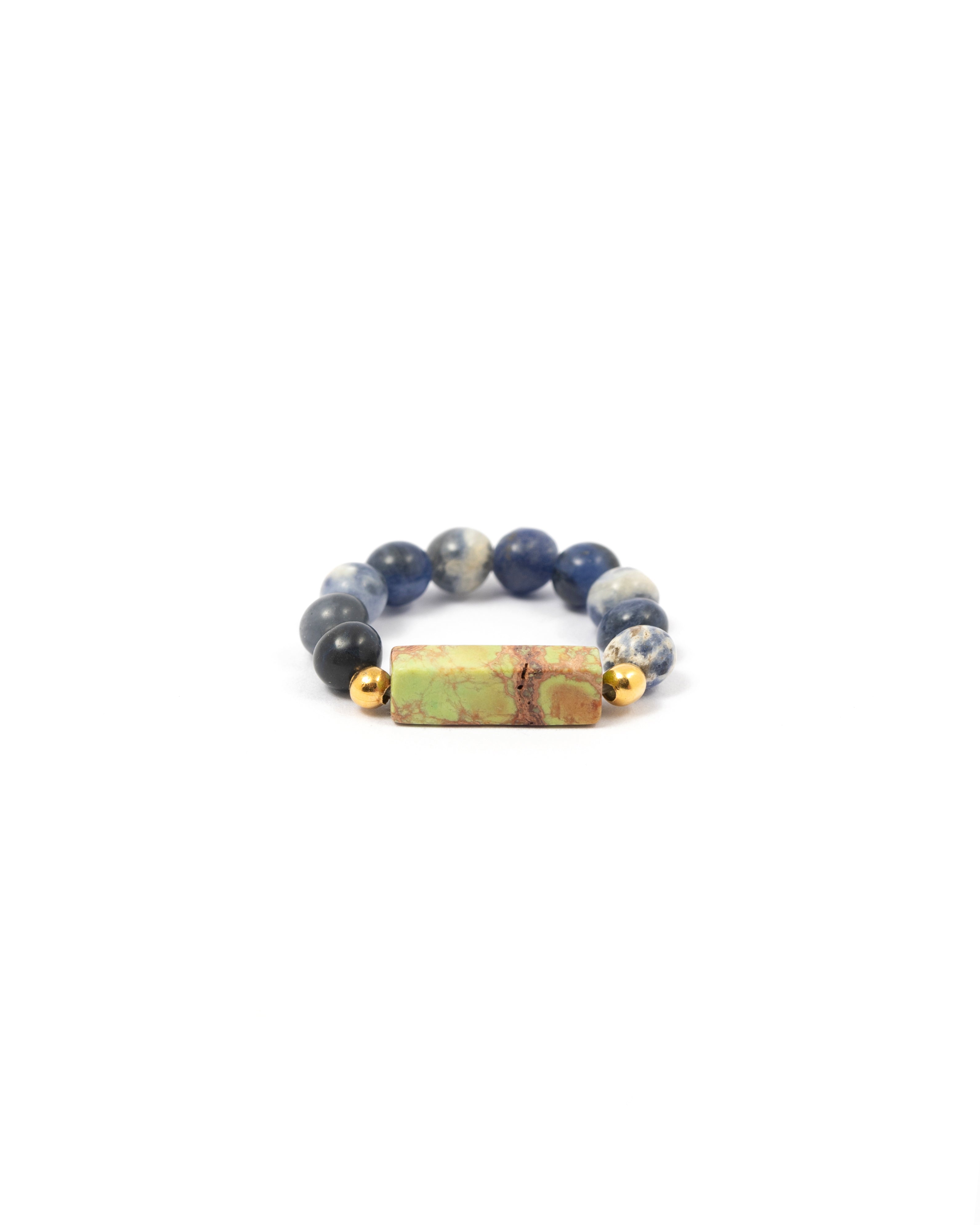 Sodalite Ring with Green Imperial