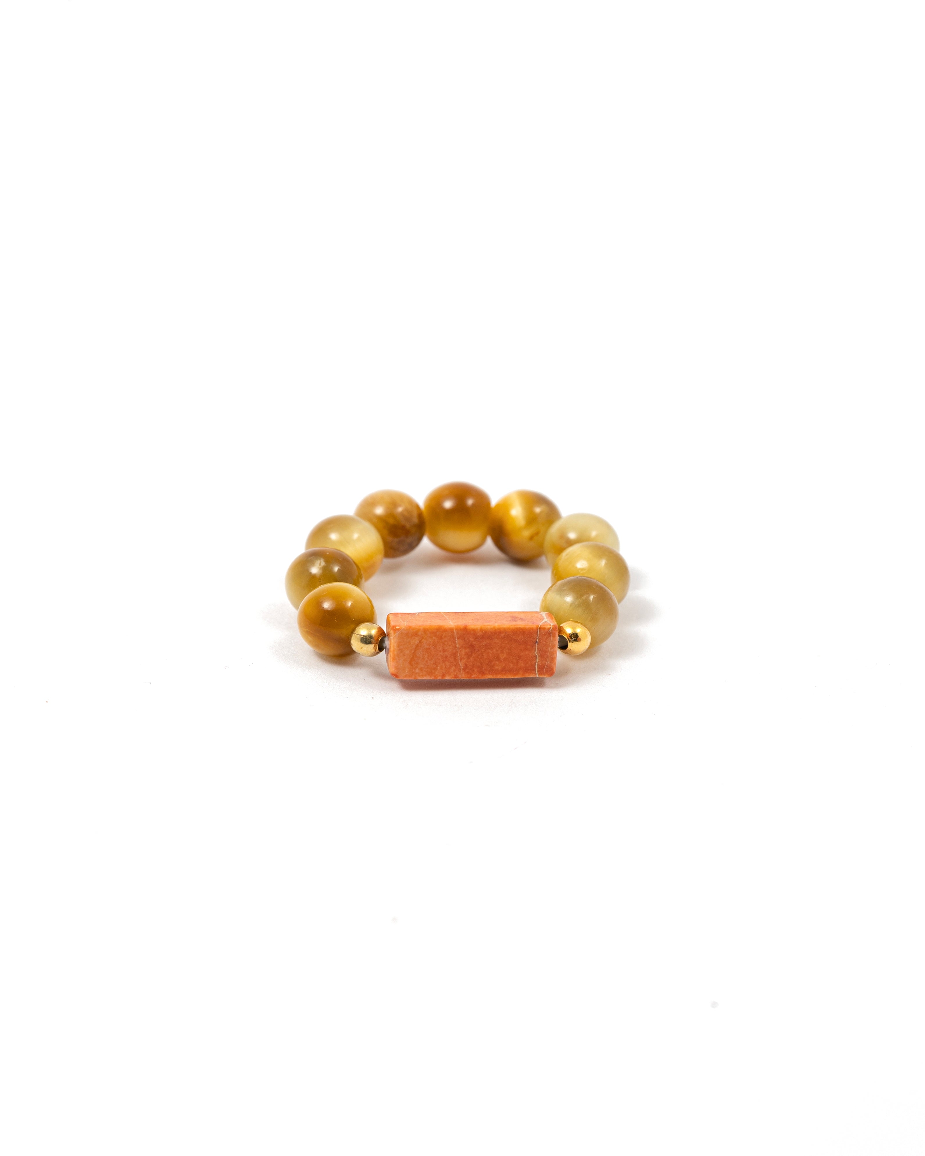 Yellow Tiger Eye Ring with Orange Jasper