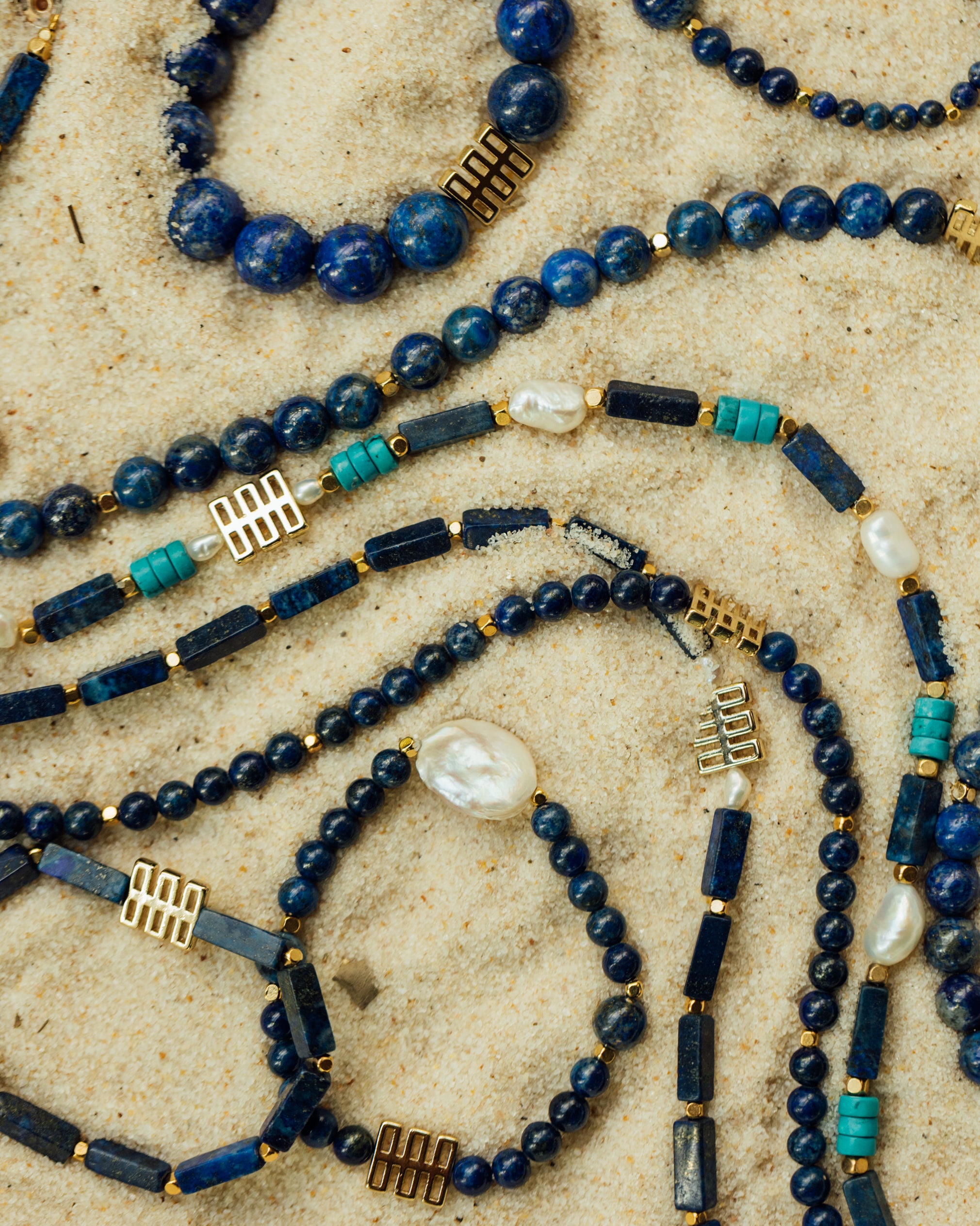 Lapis Lazuli and Turquoise Necklace with Pearls