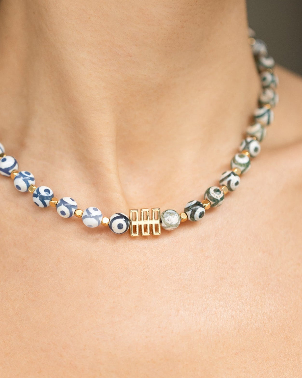 Green and Blue Eye Necklace