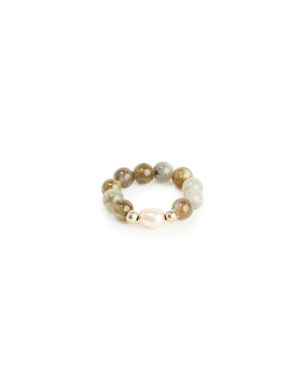 Labradorite Ring with Pearl