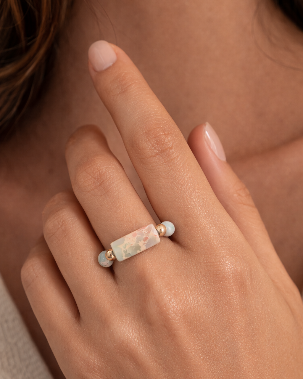 Sky Blue Shoushan Ring