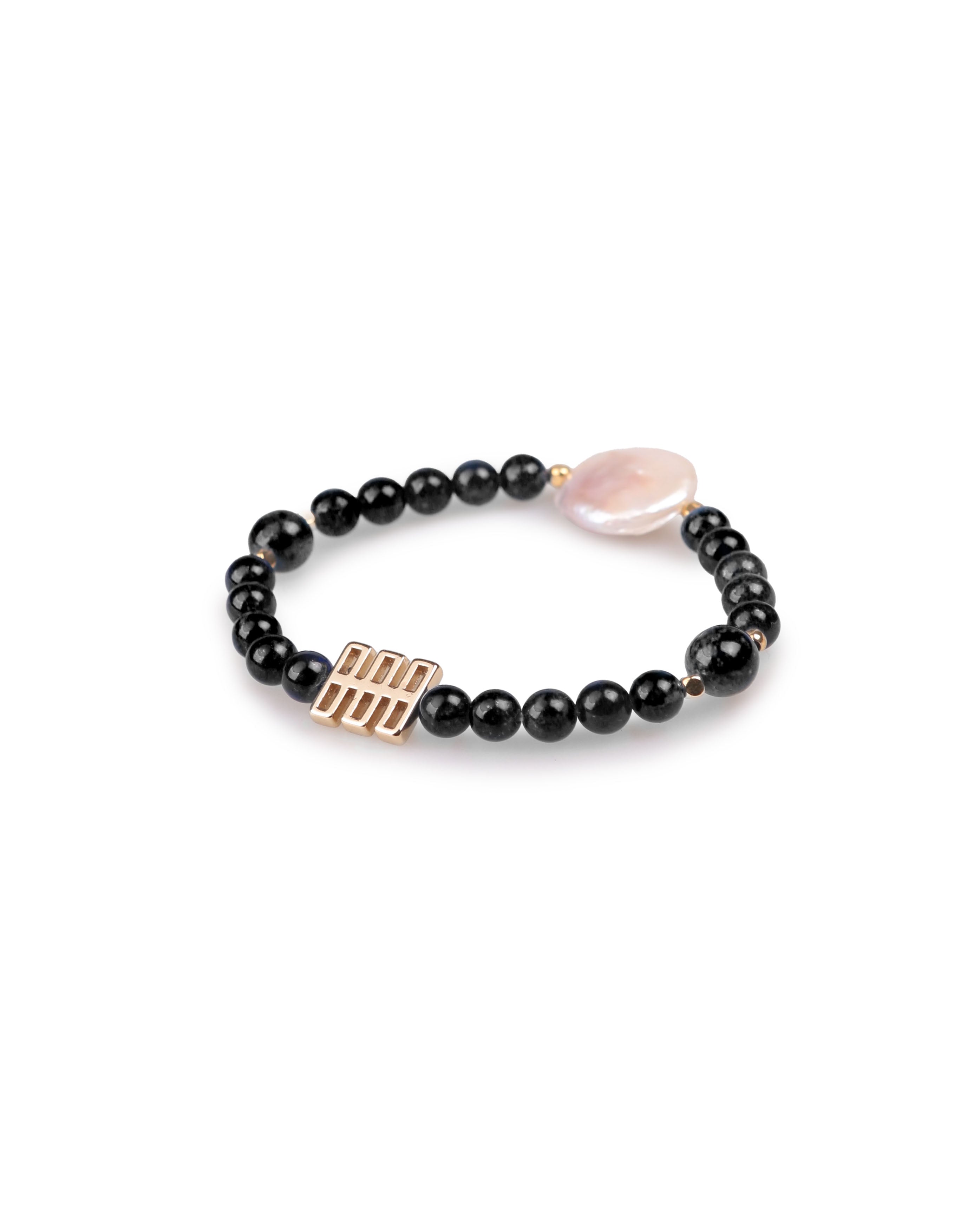 Obsidian Bracelet with Baroque Pearl